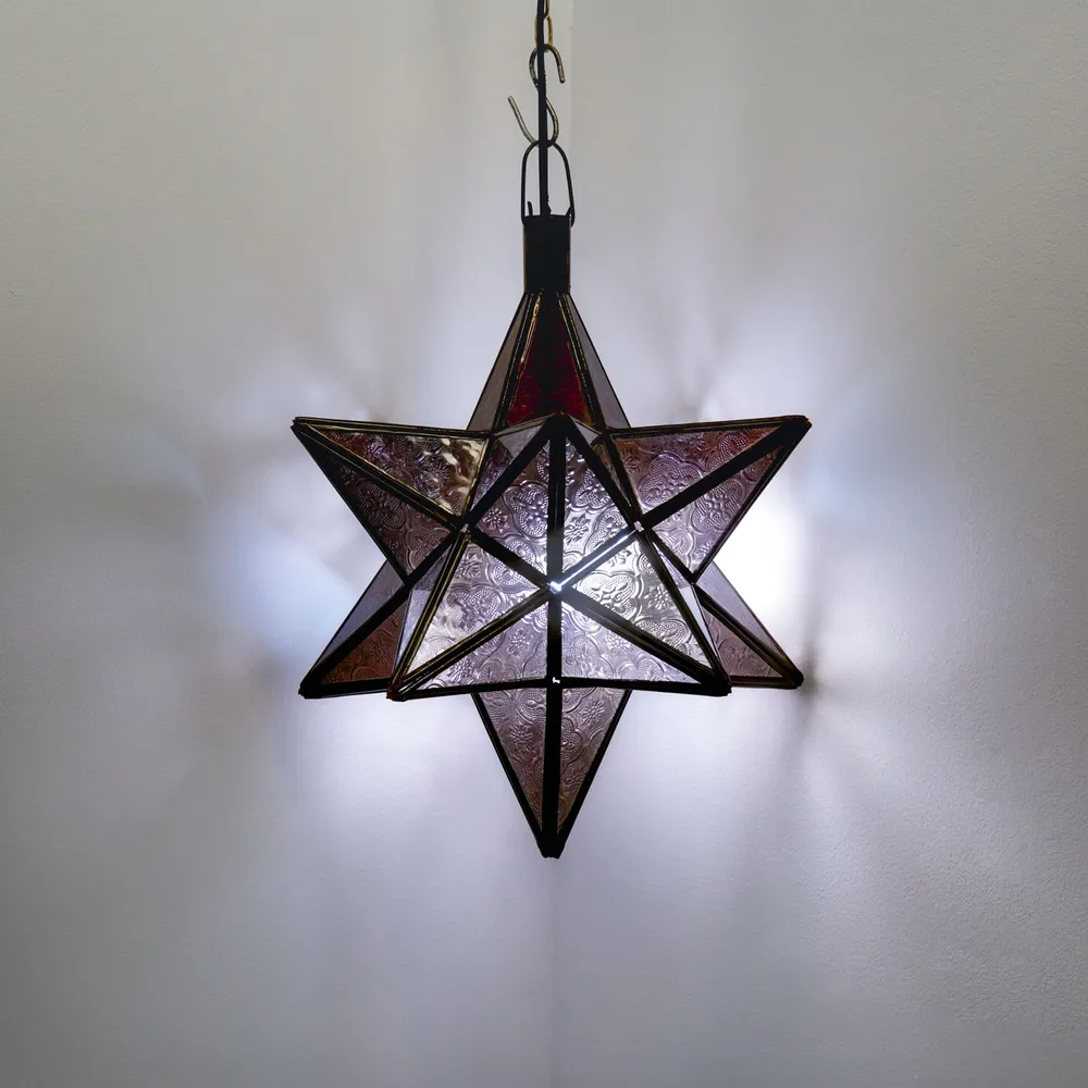 Lampe Arabe Étoile Cristal Violet C2 32x28