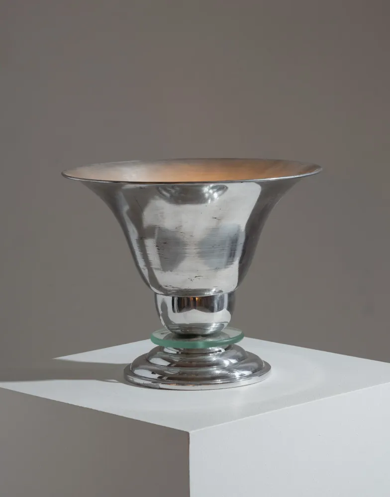 LAMPE ART DÉCO EN ALUMINIUM ET VERRE, 1960s