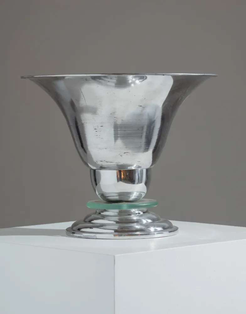 LAMPE ART DÉCO EN ALUMINIUM ET VERRE, 1960s