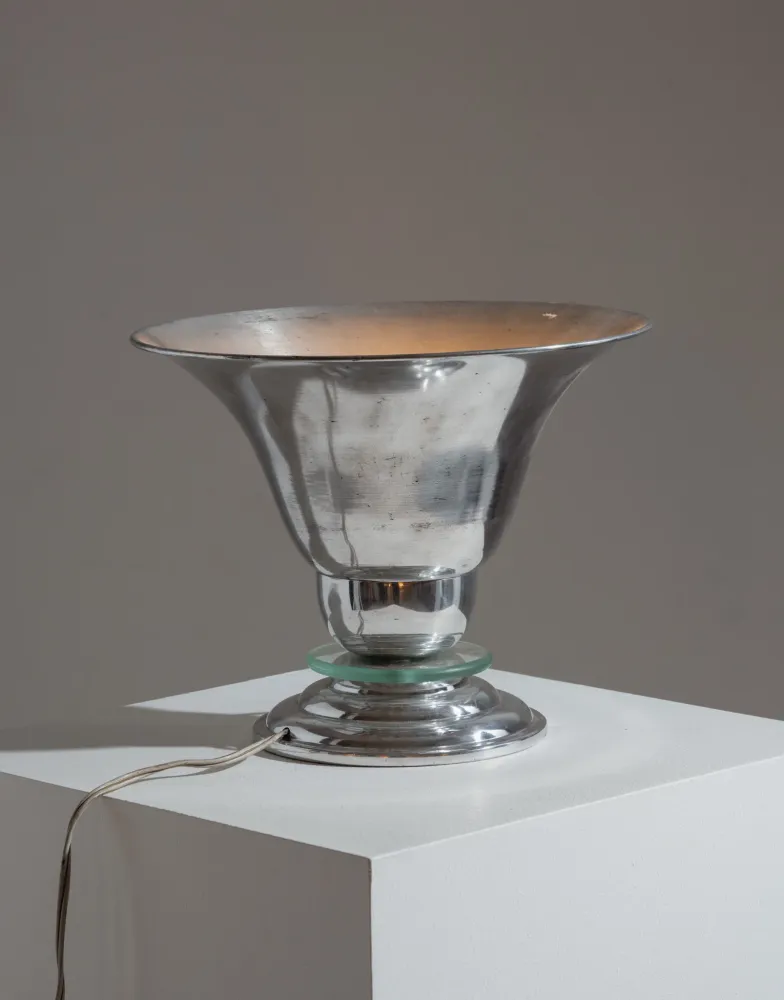 LAMPE ART DÉCO EN ALUMINIUM ET VERRE, 1960s