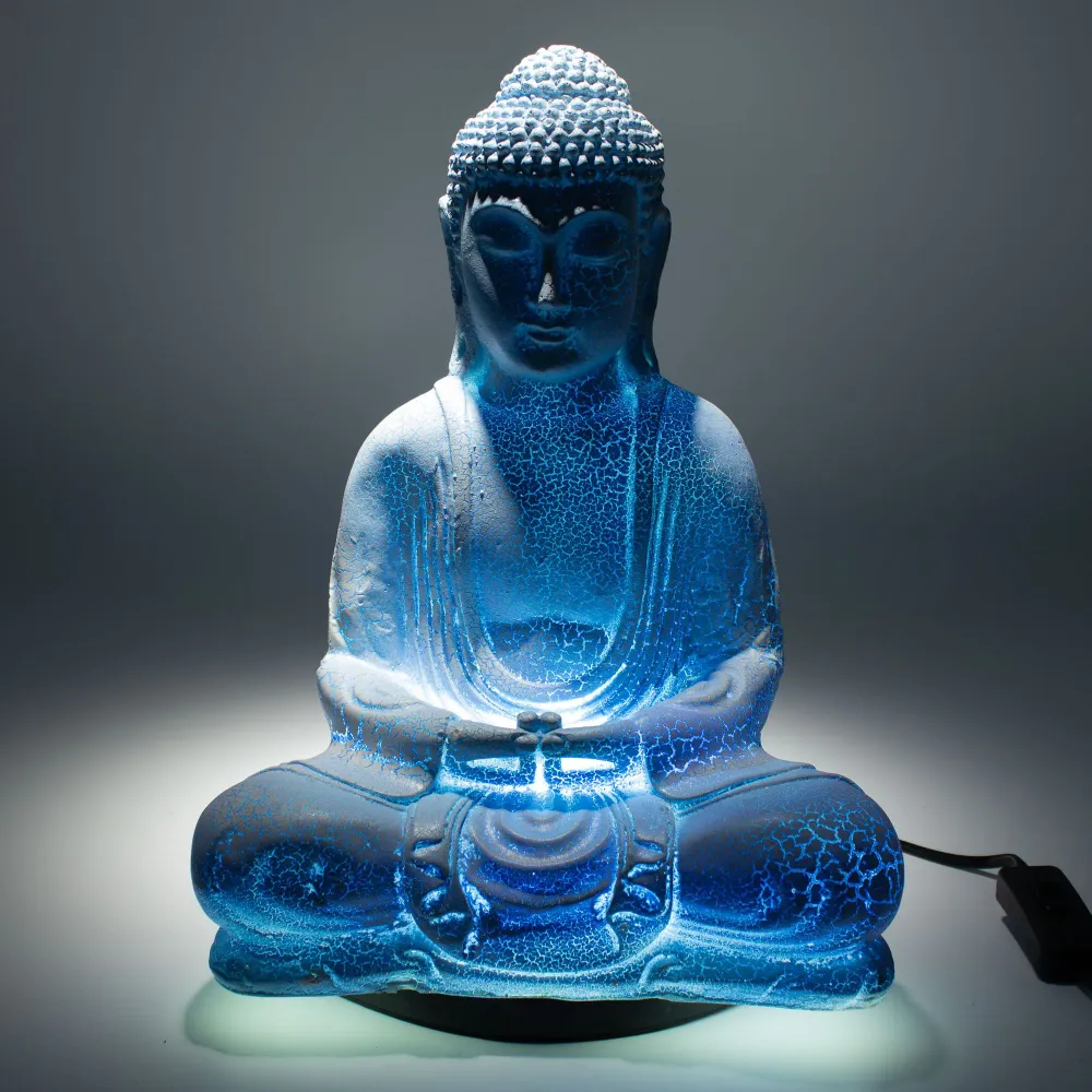Lampe de Bouddha pour la méditation bleu ciel - support ovale