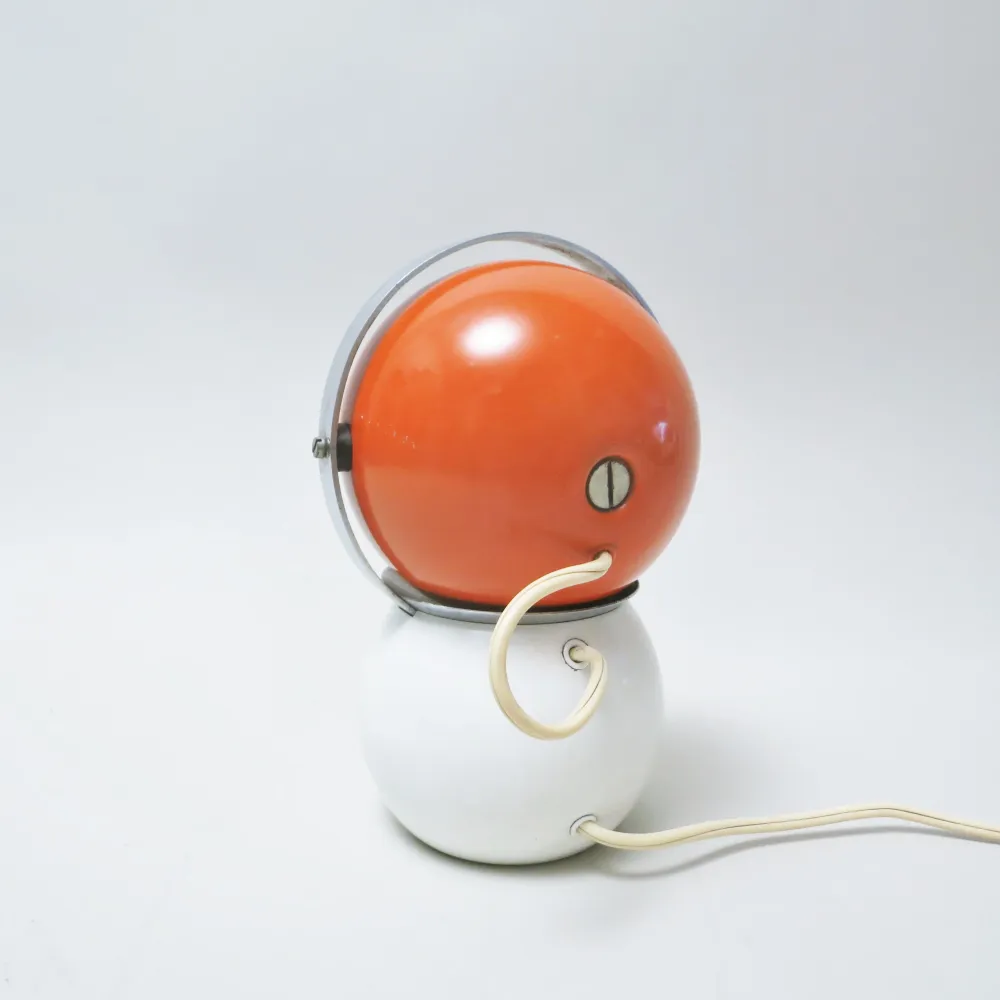 Lampe boule blanche et orange Années 60