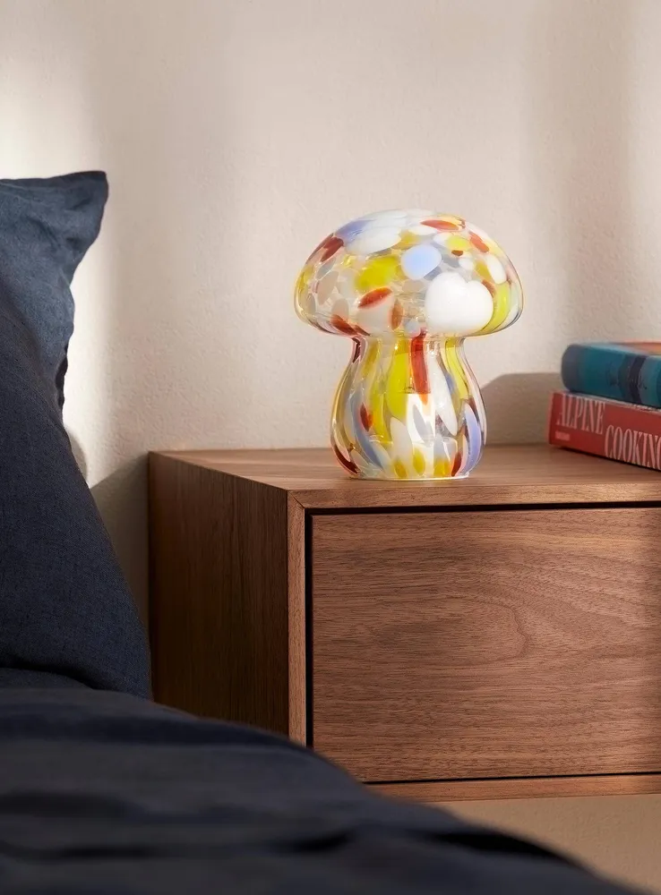 Lampe champignon pop en verre
