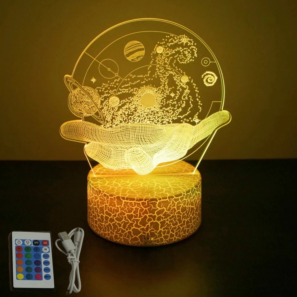 Lampe de chevet astronaute 3D à DEL – Veilleuse avec 16 couleurs et commande tactile pour enfants