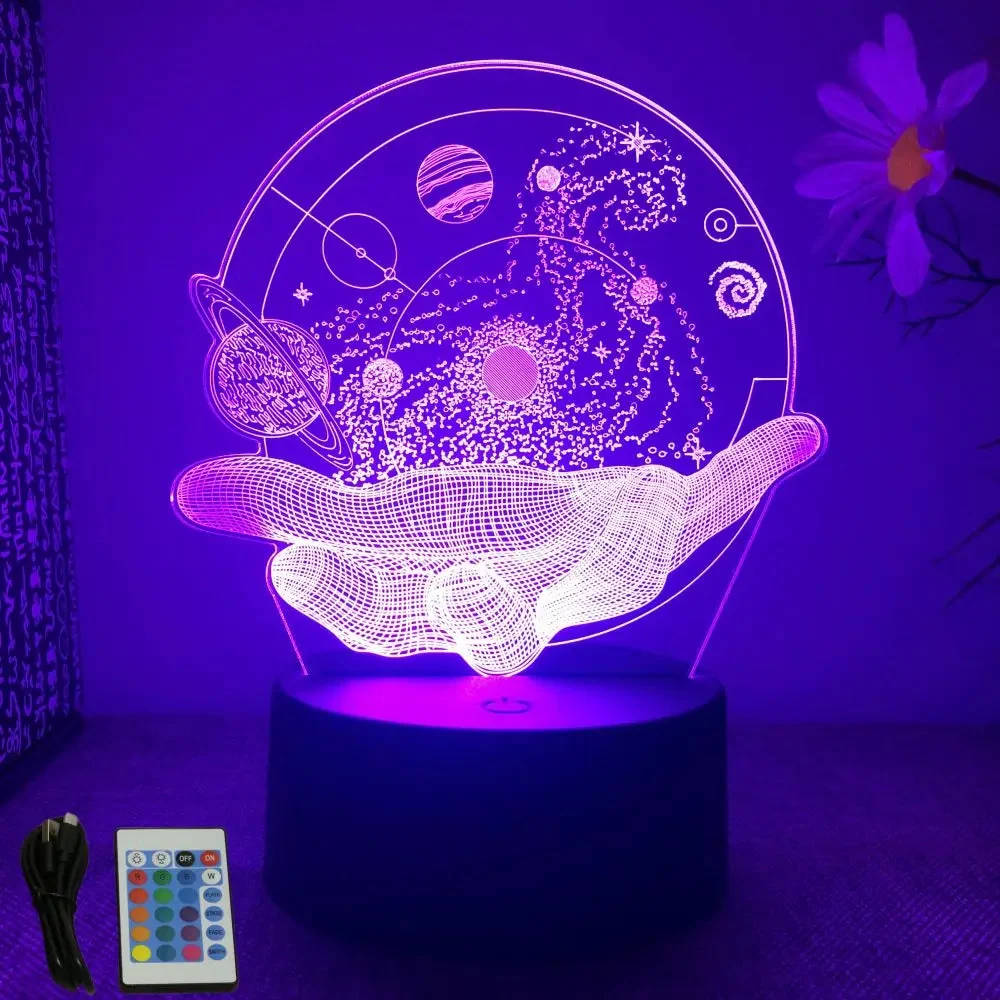 Lampe de chevet astronaute 3D à DEL – Veilleuse avec 16 couleurs et commande tactile pour enfants