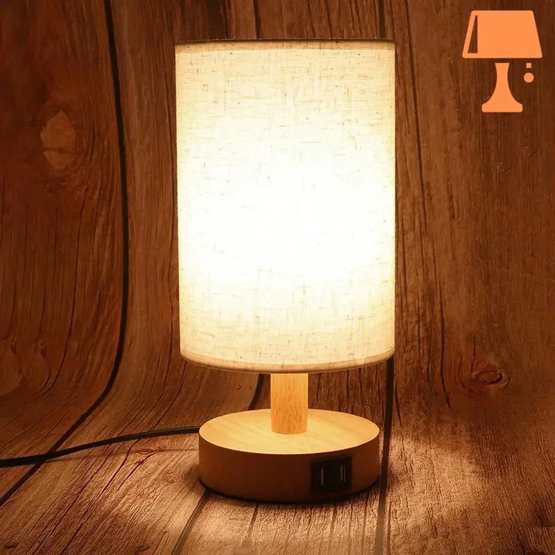 Lampe de Chevet Bois Gris Clair