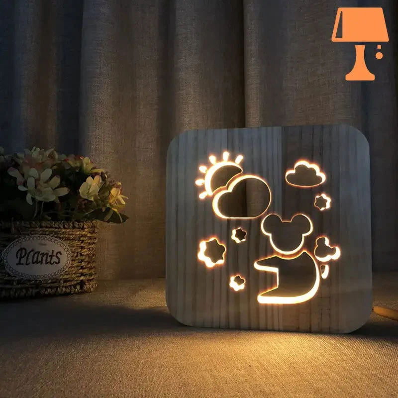 Lampe de Chevet Bois Petite Lampe Panda