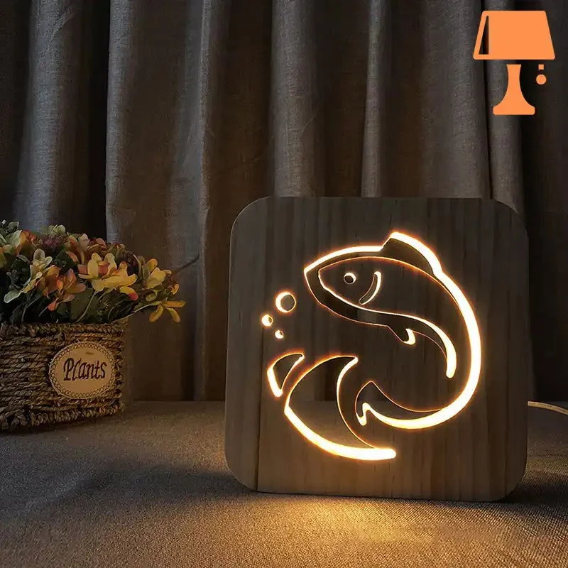 Lampe de Chevet Bois Poisson