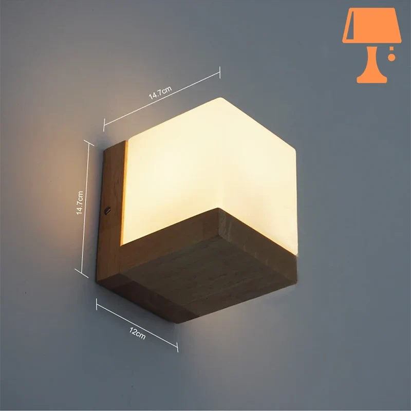 Lampe de Chevet Cube Bois