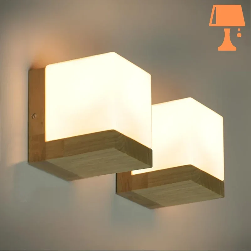 Lampe de Chevet Cube Bois