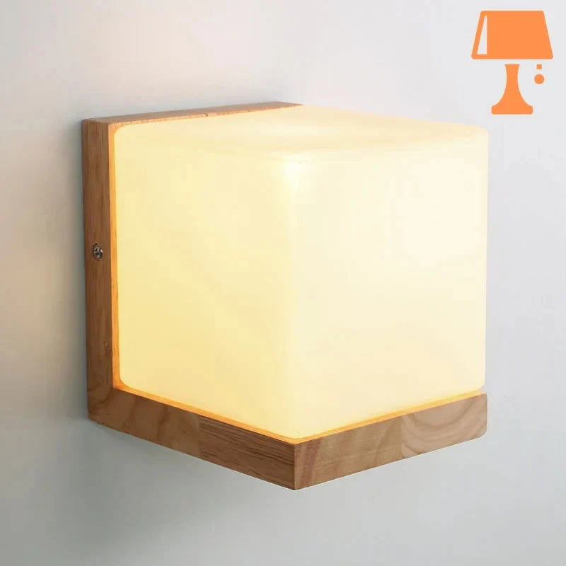 Lampe de Chevet Cube Bois