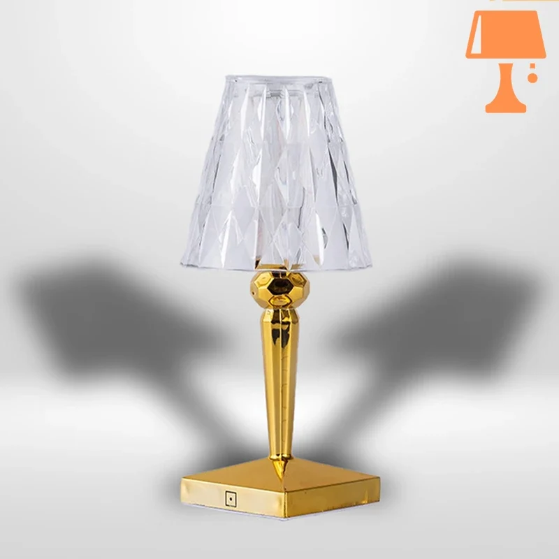 Lampe de Chevet Tactile Cristal Doré