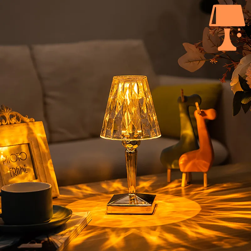 Lampe de Chevet Tactile Cristal Doré
