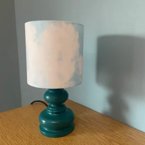 Lampe Cré CHACH pied bleu canard abat-jour CIEL
