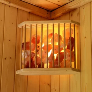 Lampe en cristal de sel pour sauna, 25x25x28cm, incl. 3 kg de pierres à sel