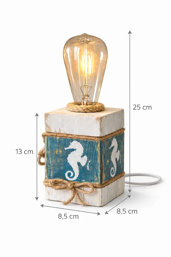 Lampe cube artisanale hippocampe