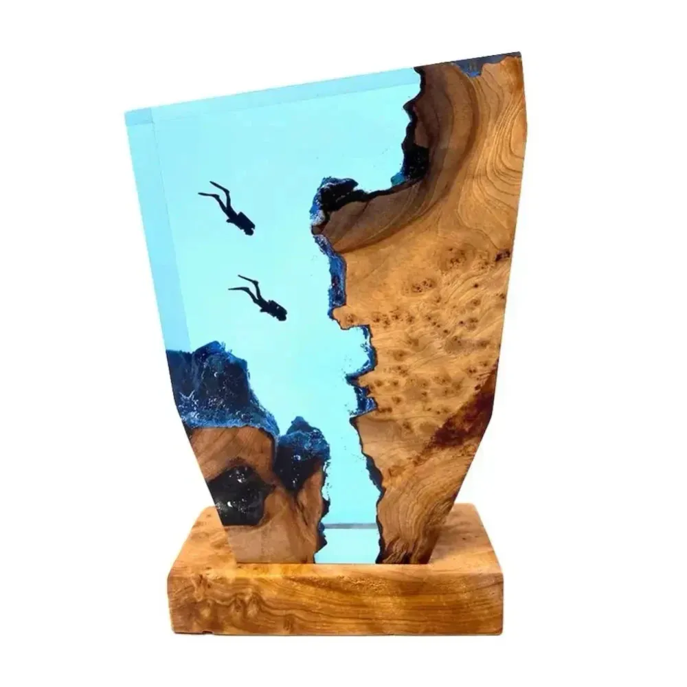 Lampe design maritime résine époxy & bois