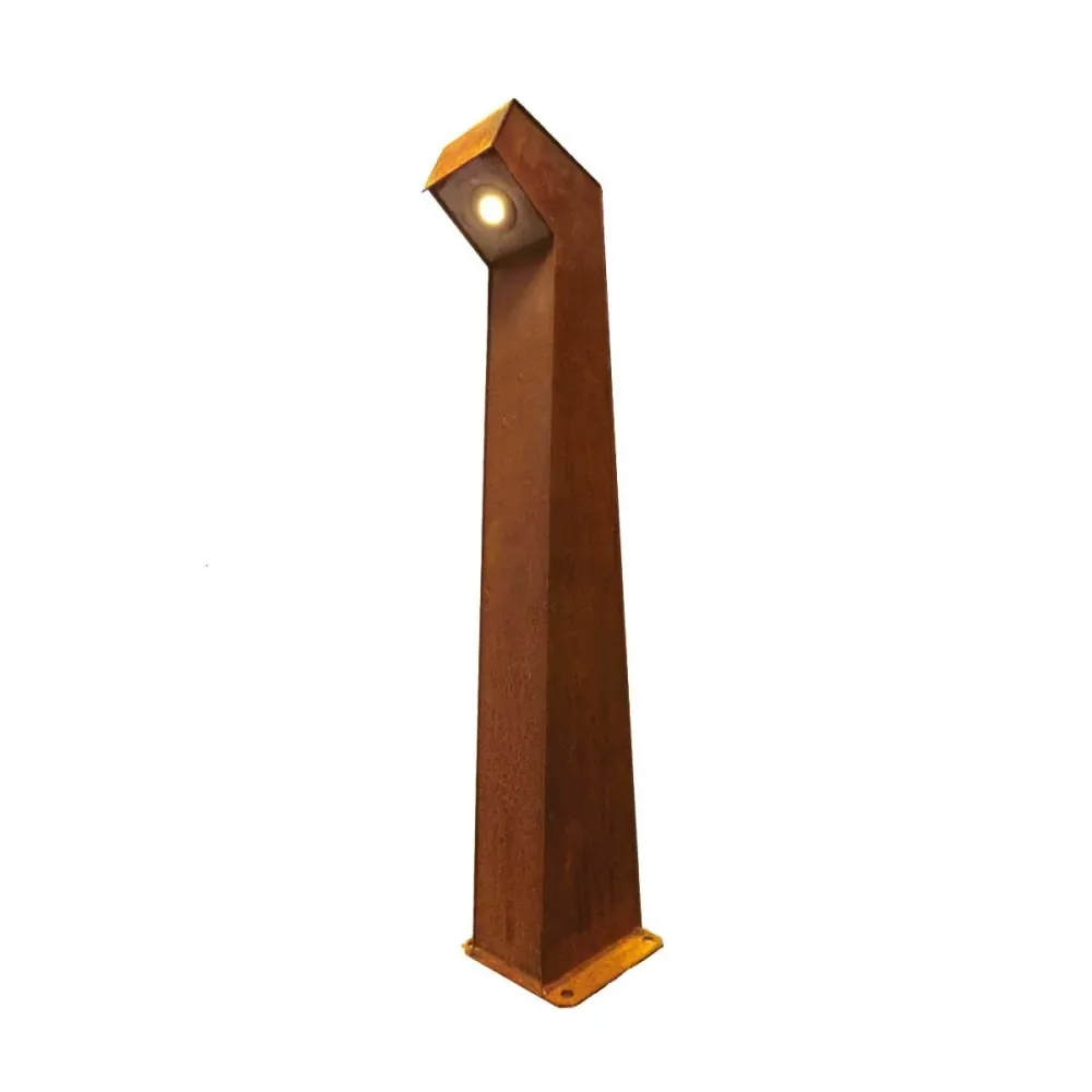 Lampe d'extérieur sur pied en acier Corten 10x15x80cm (PxLxH)