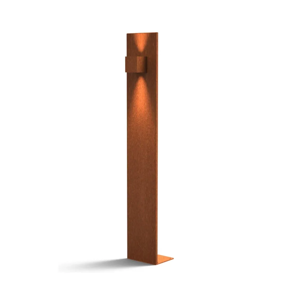 Lampe d'extérieur sur pied en acier Corten Cuber 2x25x150 cm (PxLxH)