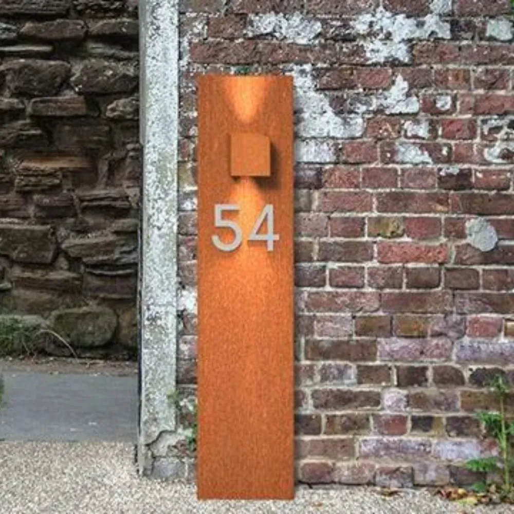Lampe d'extérieur sur pied en acier Corten Cuber 2x25x150 cm (PxLxH)