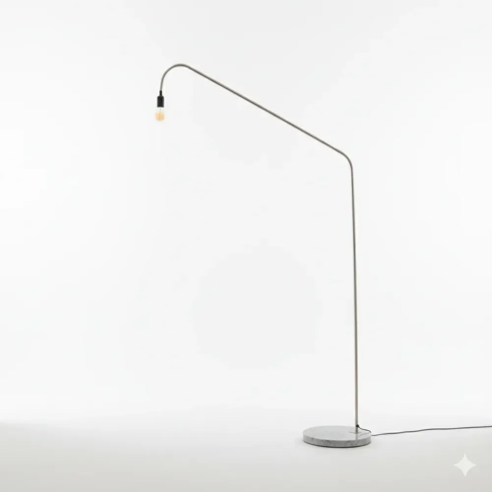 Lampe Ellis - Grande H202 - Travertin blanc - Pied en acier brossé