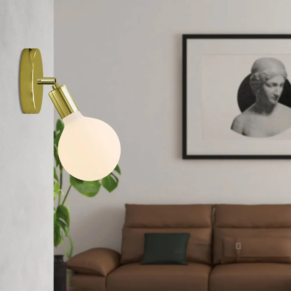 Lampe Fermaluce Articulation en métal avec ampoule Globe Porcelaine - Laiton