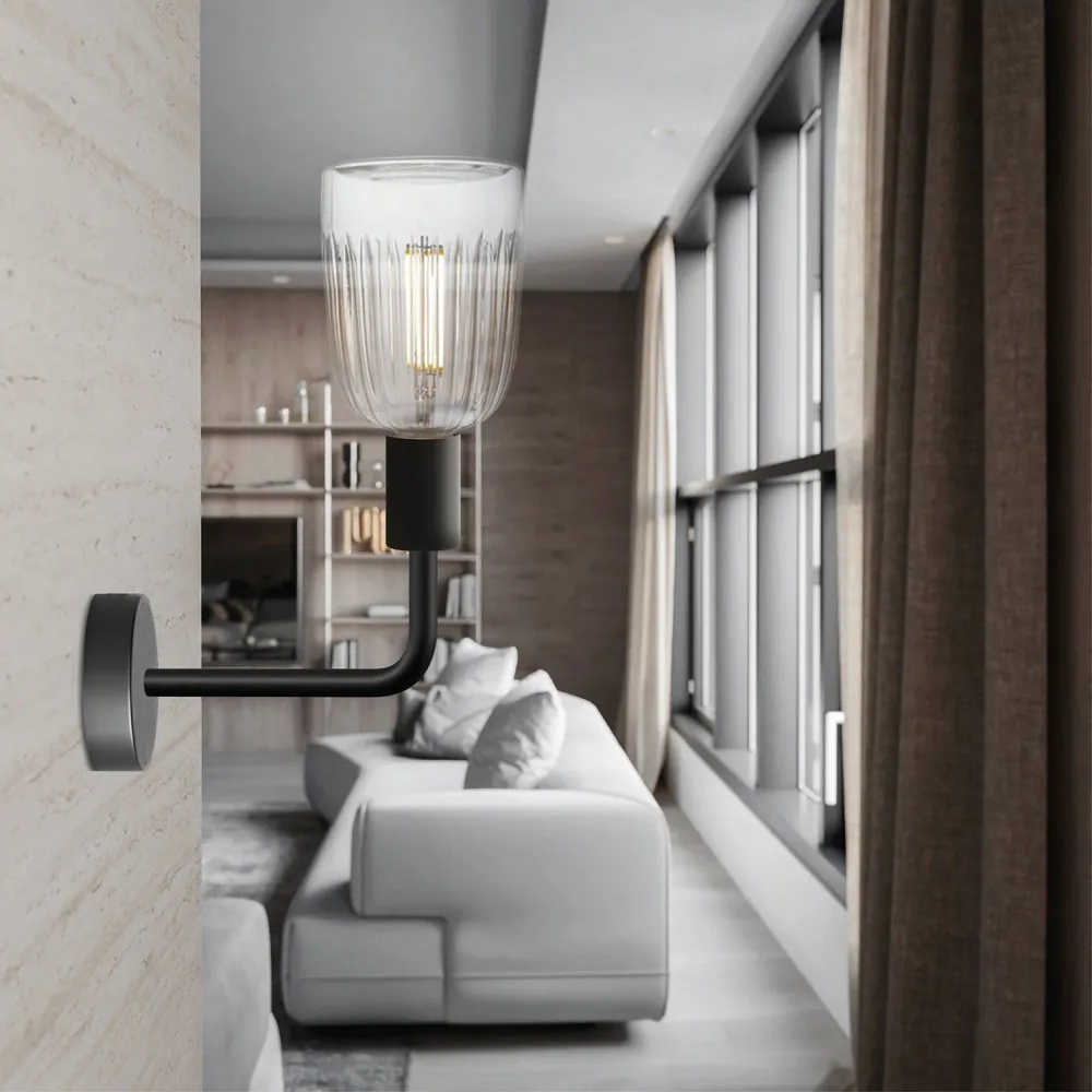 Lampe Fermaluce Elle en métal avec ampoule Crystal - Noir