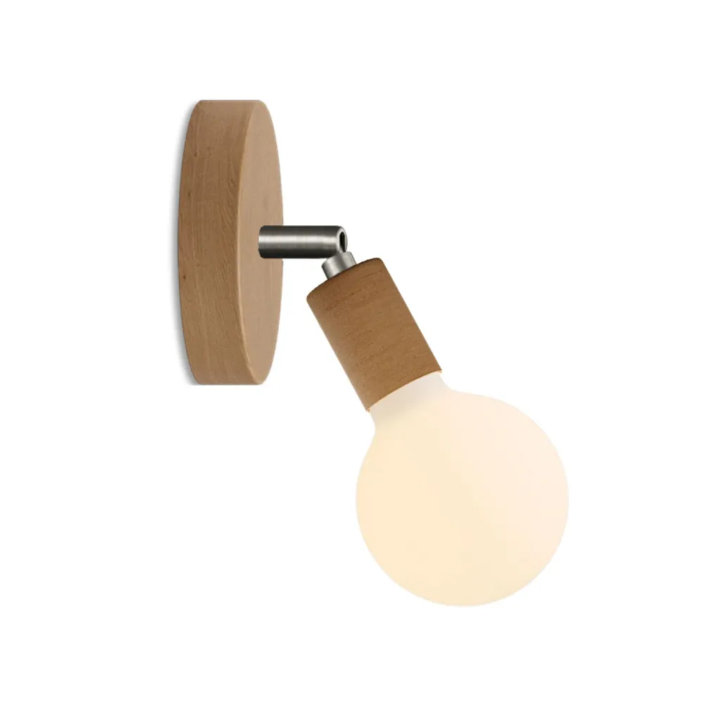 Lampe Fermaluce Snodo en bois avec ampoule Globe Porcelaine - Neutre