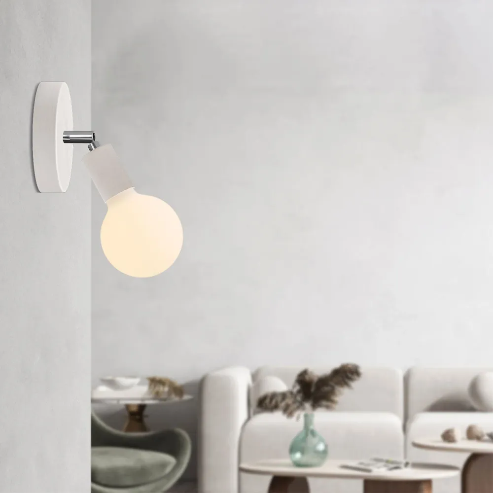 Lampe Fermaluce Snodo en bois avec ampoule Globe Porcelaine - Blanc