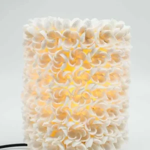 Lampe en forme de coquillage, cylindrique, blanche, 20 cm