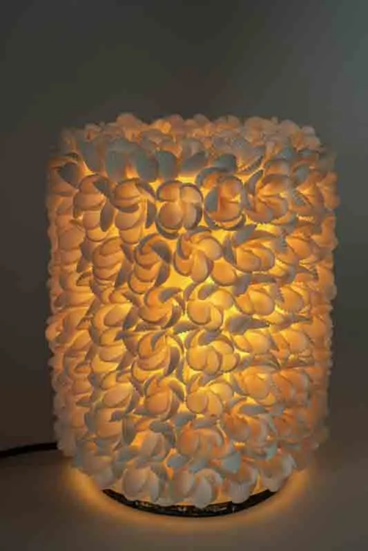 Lampe en forme de coquillage, cylindrique, blanche, 20 cm