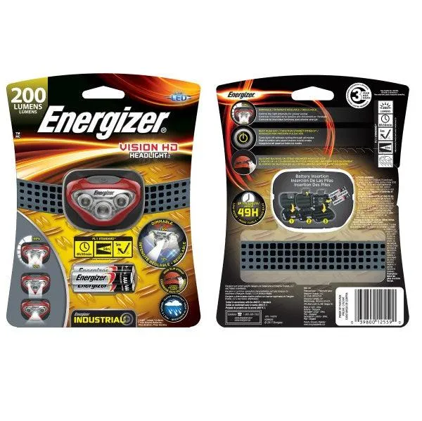 Lampe frontale Energizer Industrial Vision HD - 200 lumens, modèle HDBIN32E
