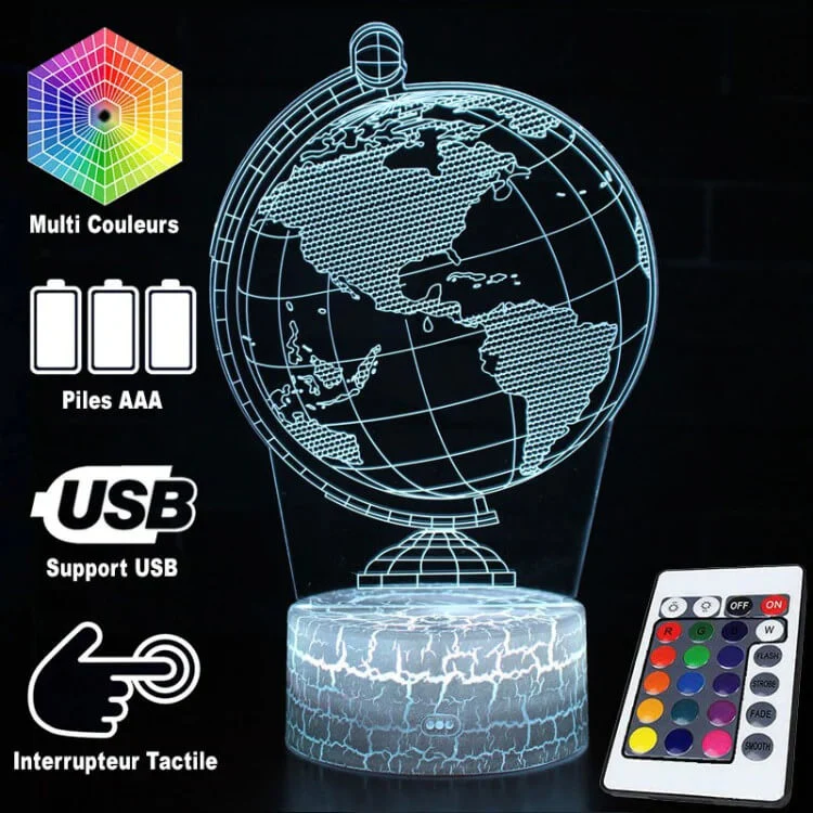 Lampe Globe Terrestre Illusion 3D