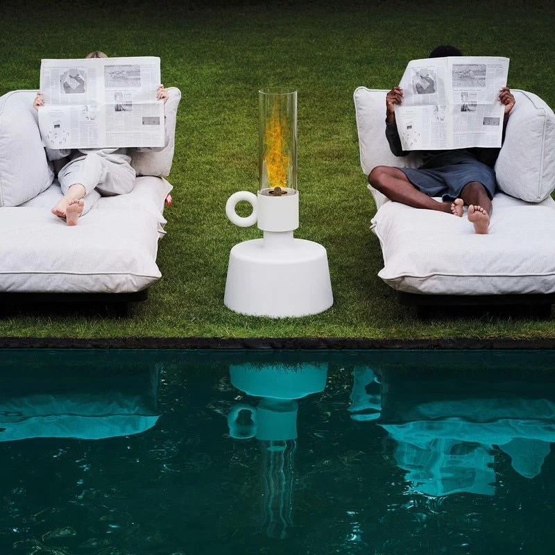 Lampe à huile Flamtastique XL Fatboy blanche – Lampe extérieur bioéthanol design 115 cm