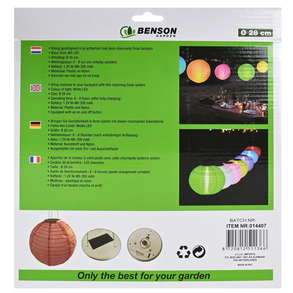 Lampe de jardin solaire lampion mix