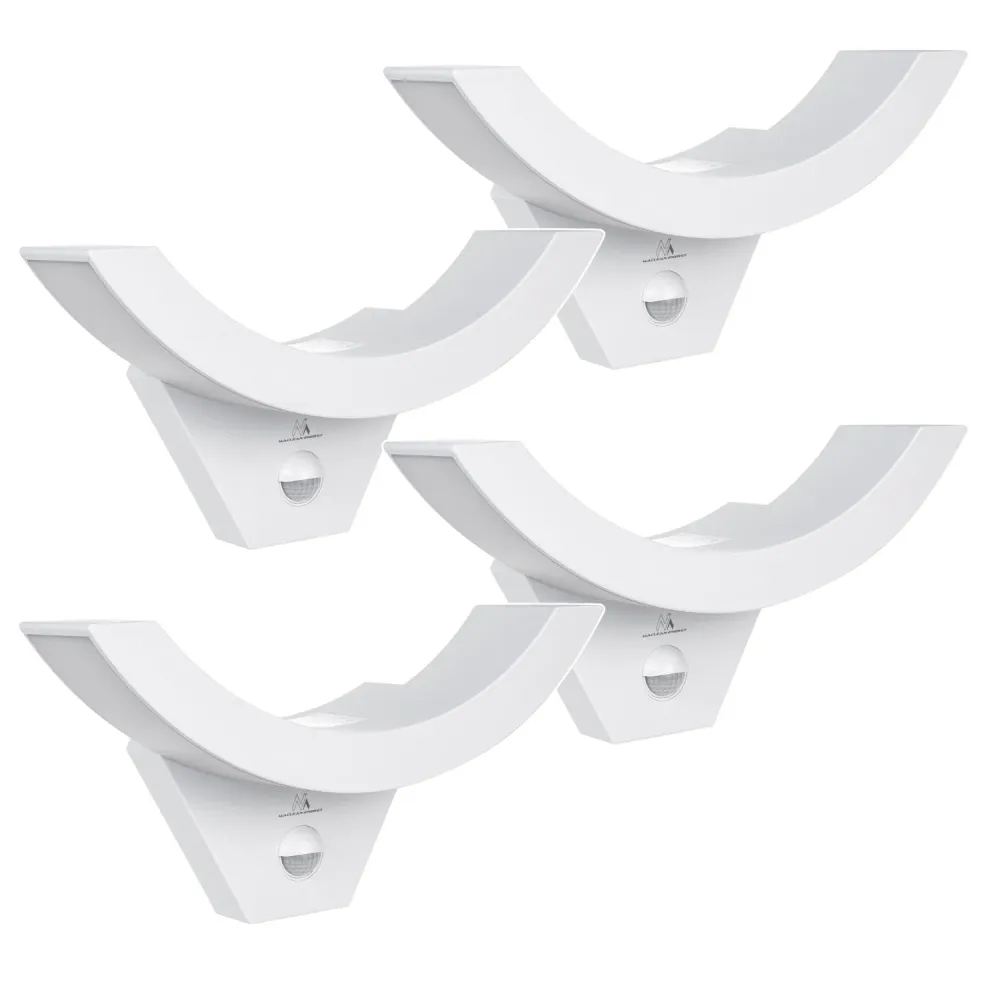 Lampe LED avec détecteur de mouvement Maclean, capteur PIR, couleur blanche, 10 W, IP54, 800 lm, MCE290 W, lot de 4
