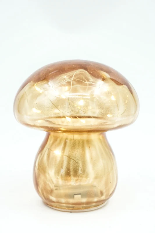 Lampe LED champignon ambre 13,5x13,5x16cm