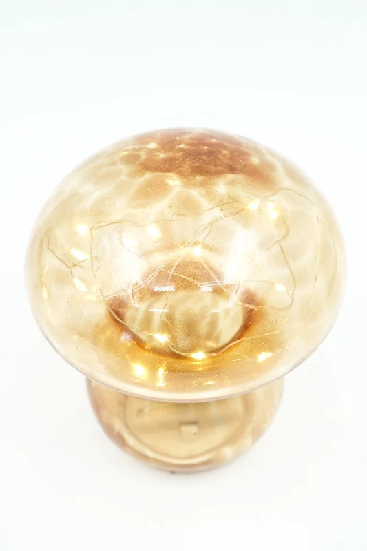 Lampe LED champignon ambre 13,5x13,5x16cm