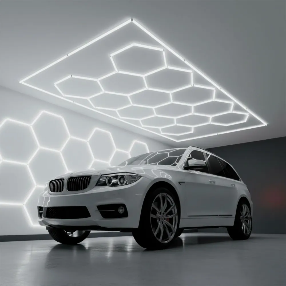 Lampe LED hexagonale - 6000K - 14 hexagones 56 cm + rectangle 500 cm