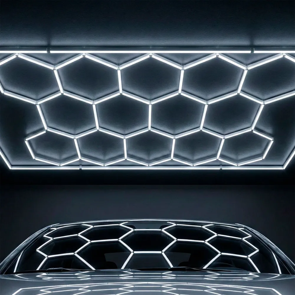 Lampe LED hexagonale - 6000K - 14 hexagones 56 cm + rectangle 500 cm