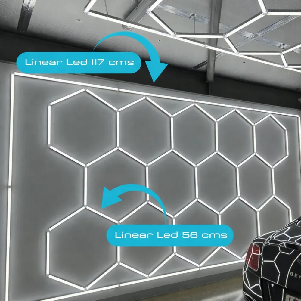 Lampe LED hexagonale - 6000K - 14 hexagones 56 cm + rectangle 500 cm