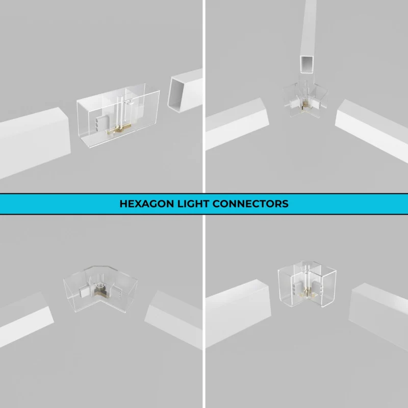Lampe LED hexagonale - 6000K - 14 hexagones 56 cm + rectangle 500 cm