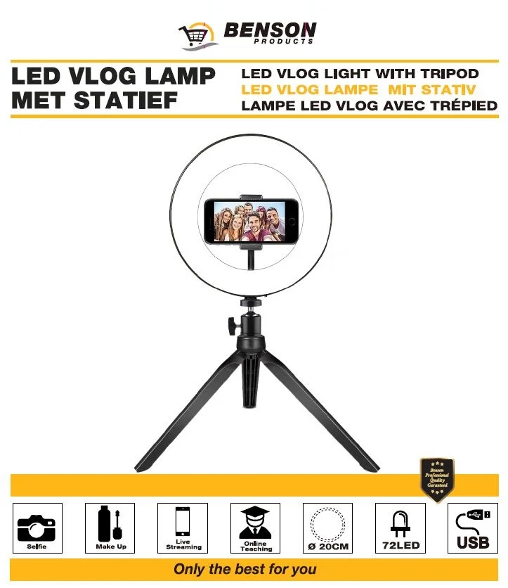 Lampe LED vlog avec trépied 20 cm