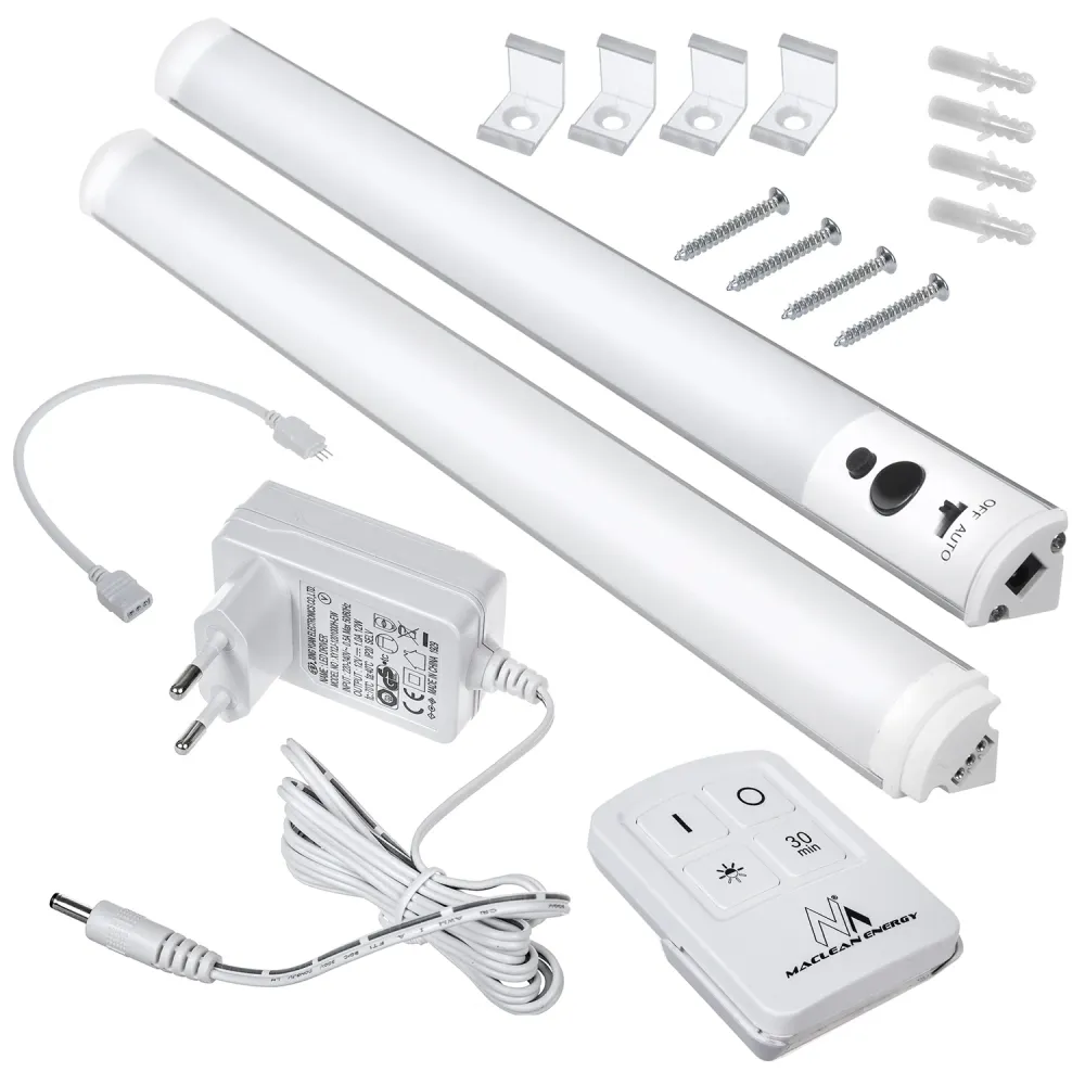 Lampe linéaire à LED sous meuble 2 modules avec télécommande MacLean Energy MCE245