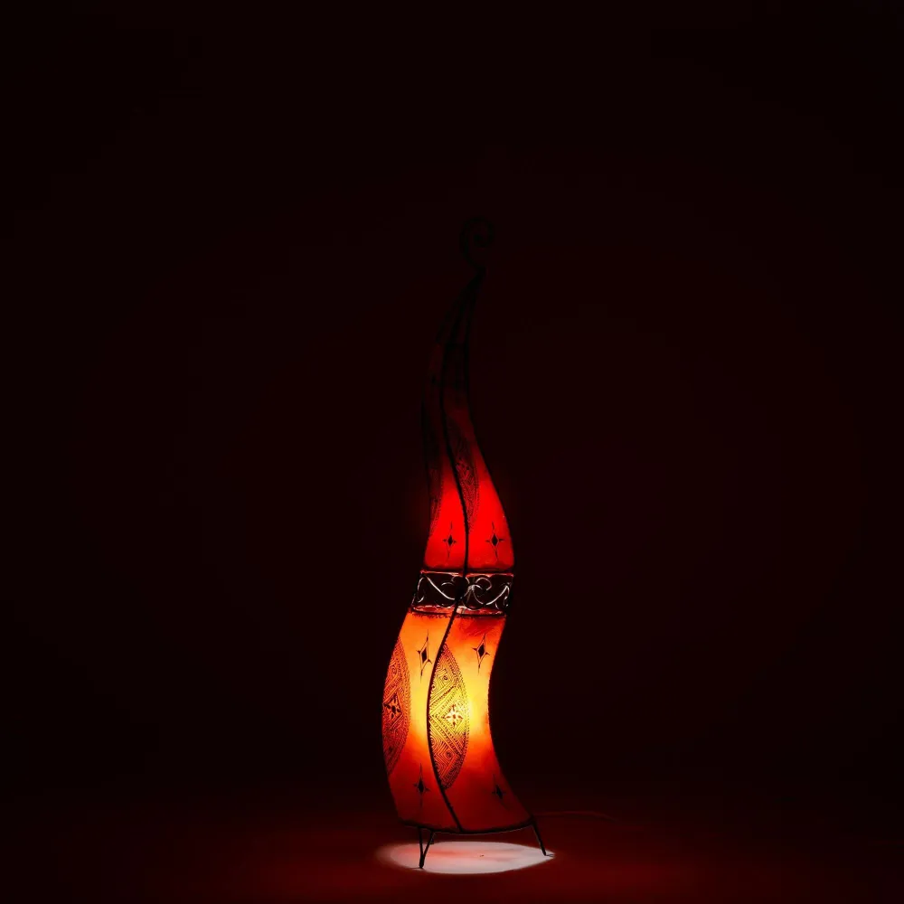 Lampe marocaine cuir et fer forgé 120cm rouge