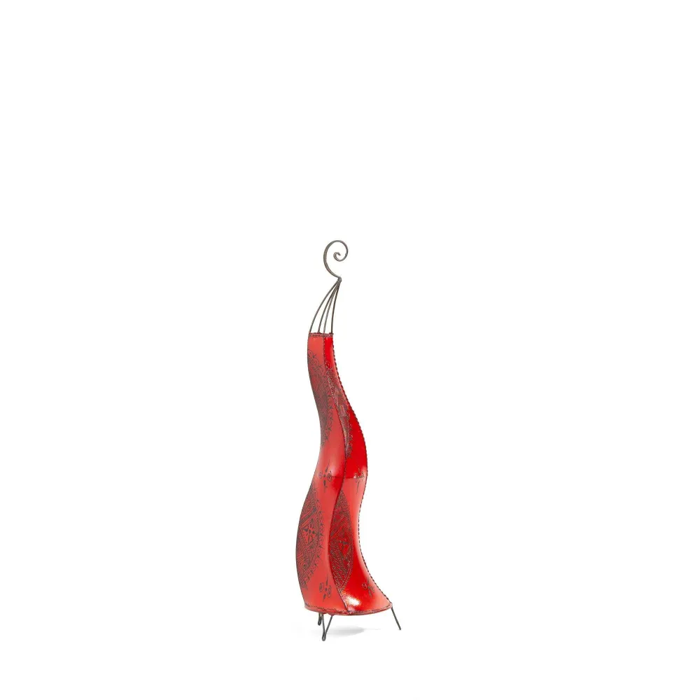 Lampe marocaine en cuir et fer forgé 1m rouge