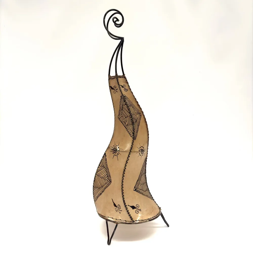 Lampe marocaine en cuir et henné naturel 70cm