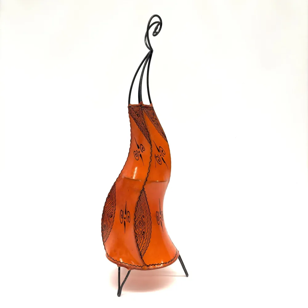 Lampe marocaine en cuir et henné orange 70cm