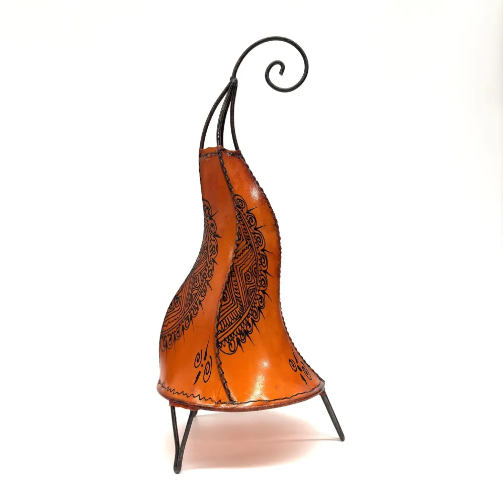 Lampe marocaine en peau de coq orange, 50 cm