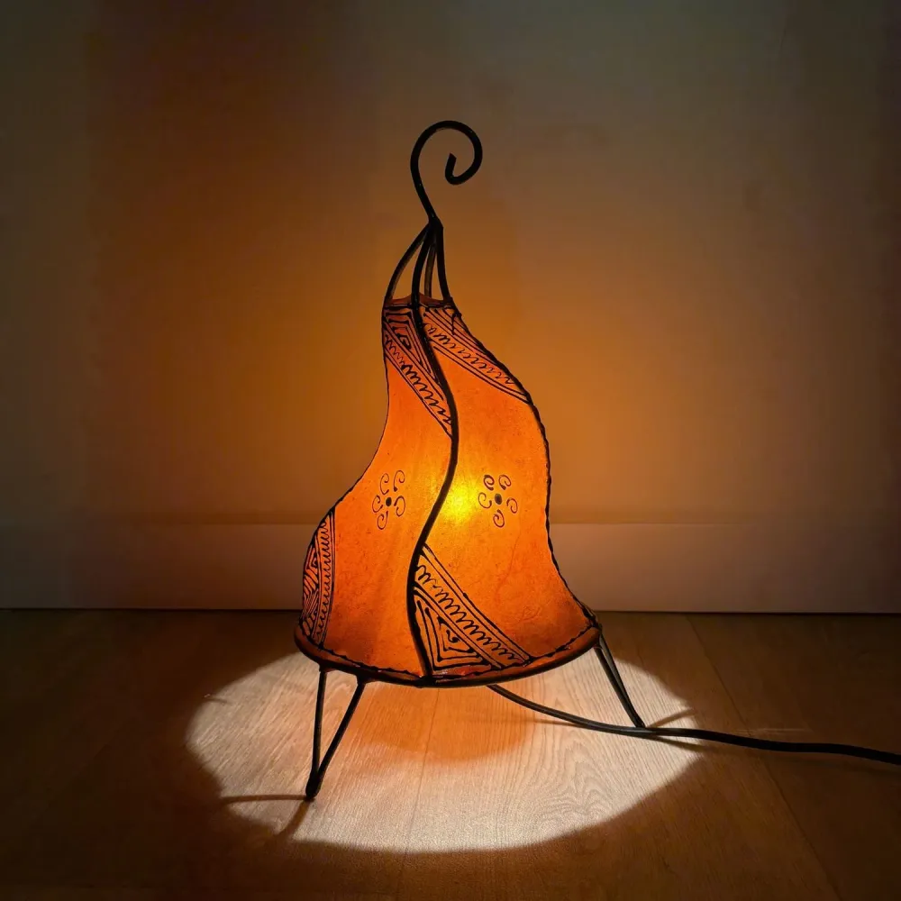 Lampe Marrakech en Cuir Orange 35cm